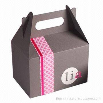 Printed Cardboard Gift Box with Die-cut Handle, OEM Orders are Accepted